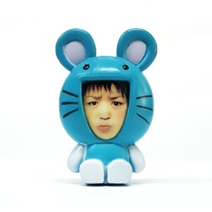 파란색쥐 캐릭터 꼬마인형 열쇠고리 - 커플사진