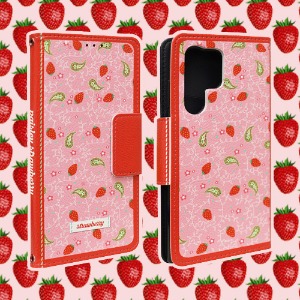딸기 패턴 다이어리 핸드폰케이스